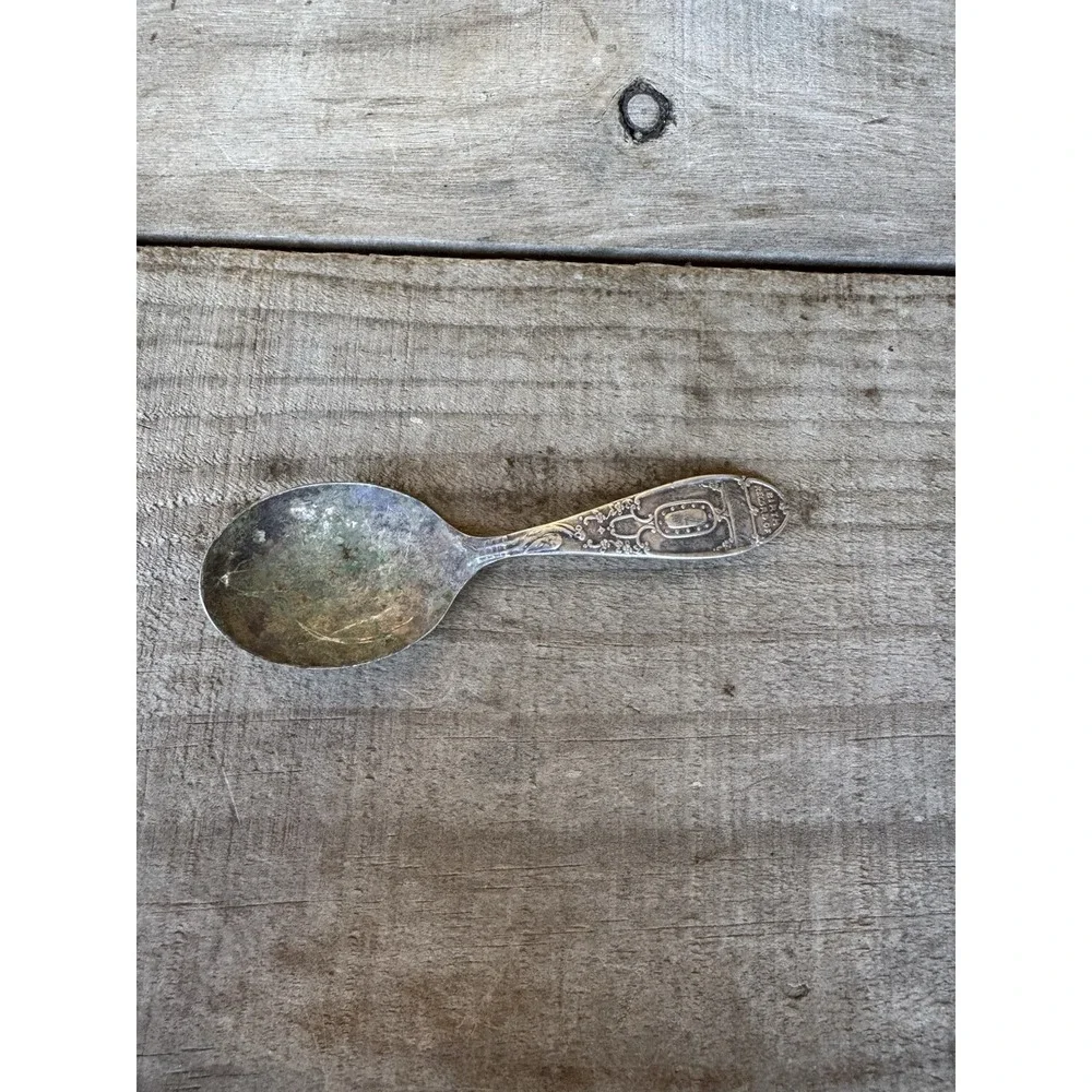 Vtg Silver-Plate WM Rogers Birth‎ Record Baby Spoon Stork Engraved Michael 1958
